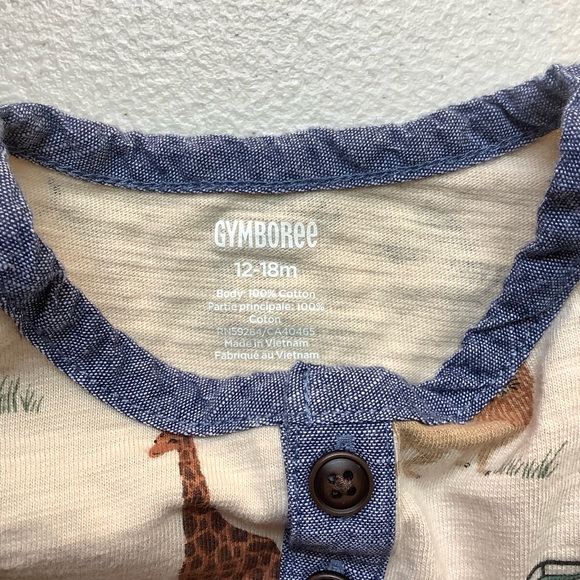 Gymboree,and Toddler Short Sleeve Henley Tops,Wild Safari,12-18 Months - Picture 4 of 6